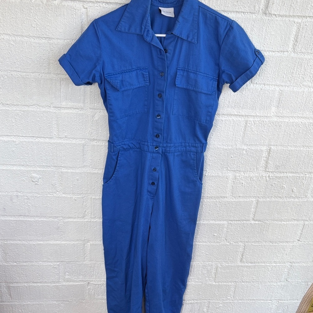 Rue Stiic Cotton Australia Blue Utility Jumpsuit sz XS